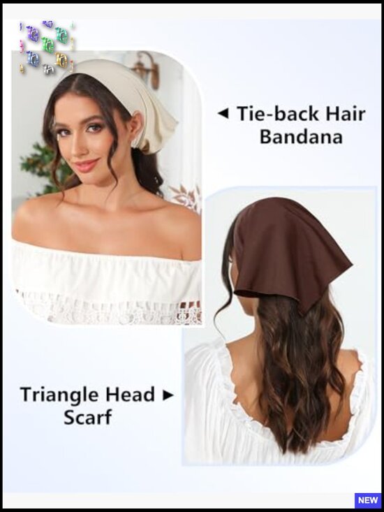 Boho Hair Scarf Set Tie-Back Triangle Headband Retro Floral Vintage Accessory main image 7